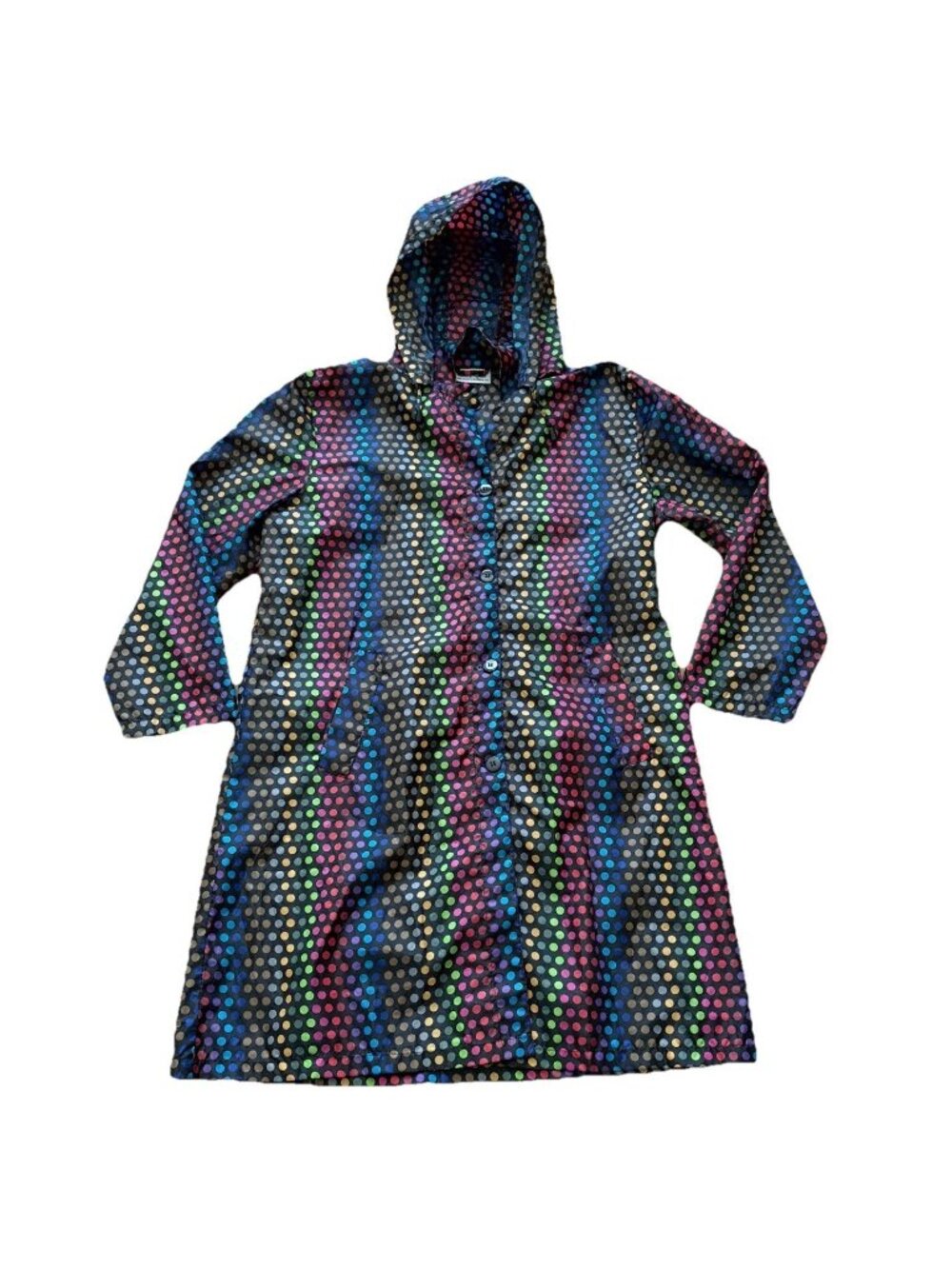 Anthony Richards Size XL Polka Dot Long Raincoat Removable Hood Vintage Y2K